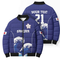 Japan Pacific Rugby Custom Bomber Puffer Jacket Go Sakura Japanese Wave Pattern LT9 - Polynesian Pride