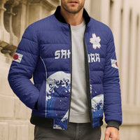 Japan Pacific Rugby Custom Bomber Puffer Jacket Go Sakura Japanese Wave Pattern LT9 - Polynesian Pride
