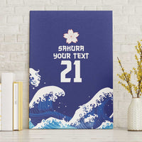 Japan Pacific Rugby Custom Canvas Wall Art Go Sakura Japanese Wave Pattern LT9 Without Frame Blue - Polynesian Pride