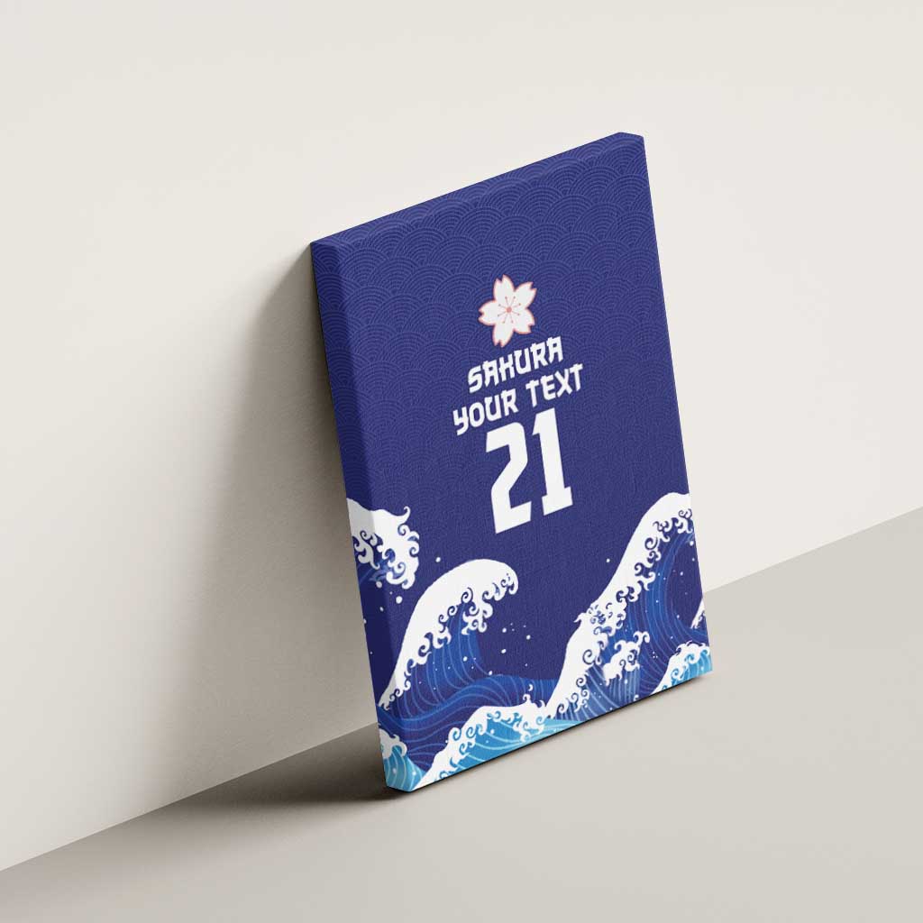 Japan Pacific Rugby Custom Canvas Wall Art Go Sakura Japanese Wave Pattern LT9 - Polynesian Pride