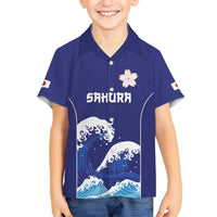 Japan Pacific Rugby Custom Kid Hawaiian Shirt Go Sakura Japanese Wave Pattern LT9 Kid Blue - Polynesian Pride