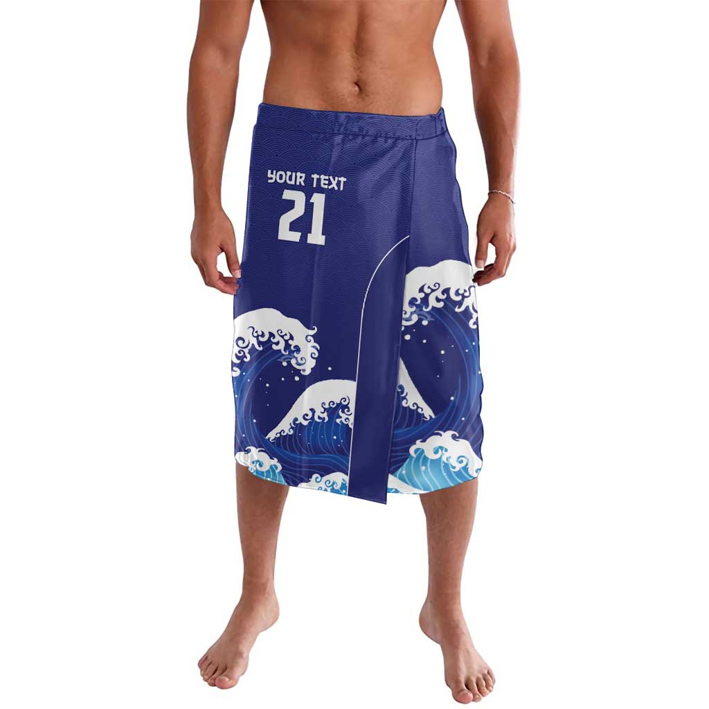 Japan Pacific Rugby Custom Lavalava Go Sakura Japanese Wave Pattern LT9 Blue - Polynesian Pride