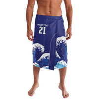 Japan Pacific Rugby Custom Lavalava Go Sakura Japanese Wave Pattern LT9 Blue - Polynesian Pride