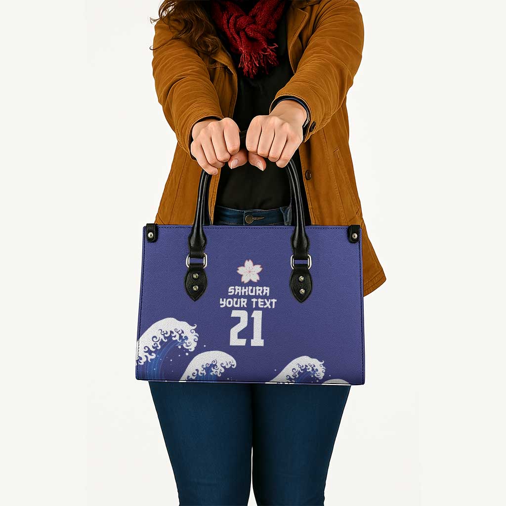 Japan Pacific Rugby Custom Leather Bag Go Sakura Japanese Wave Pattern LT9 - Polynesian Pride