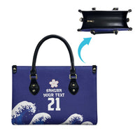 Japan Pacific Rugby Custom Leather Bag Go Sakura Japanese Wave Pattern LT9 - Polynesian Pride