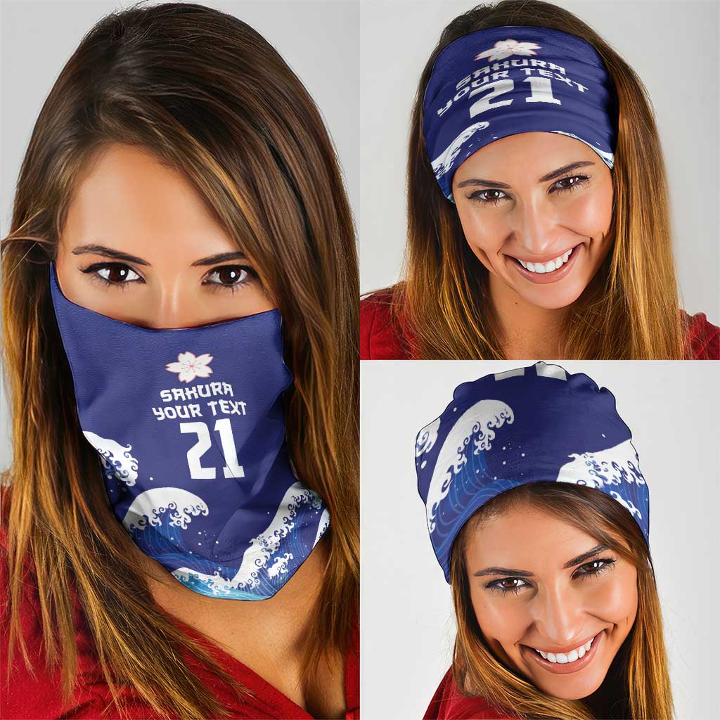 Japan Pacific Rugby Custom Neck Gaiter Go Sakura Japanese Wave Pattern LT9 - Polynesian Pride