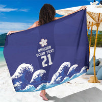 Japan Pacific Rugby Custom Sarong Go Sakura Japanese Wave Pattern LT9 One Size 44 x 66 inches Blue - Polynesian Pride