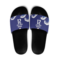 Japan Pacific Rugby Custom Slide Sandals Go Sakura Japanese Wave Pattern LT9 Blue - Polynesian Pride