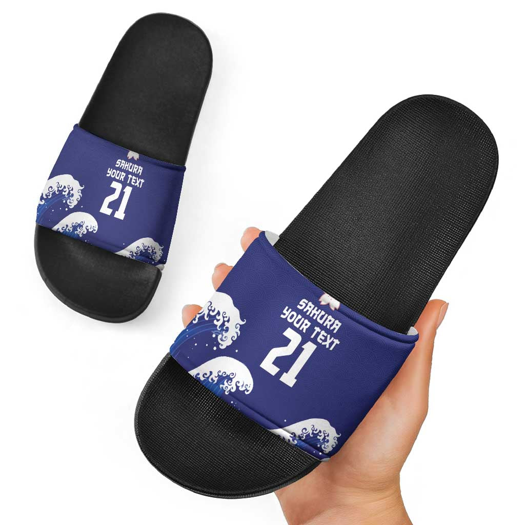 Japan Pacific Rugby Custom Slide Sandals Go Sakura Japanese Wave Pattern LT9 - Polynesian Pride