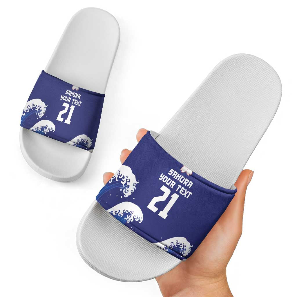 Japan Pacific Rugby Custom Slide Sandals Go Sakura Japanese Wave Pattern LT9 - Polynesian Pride
