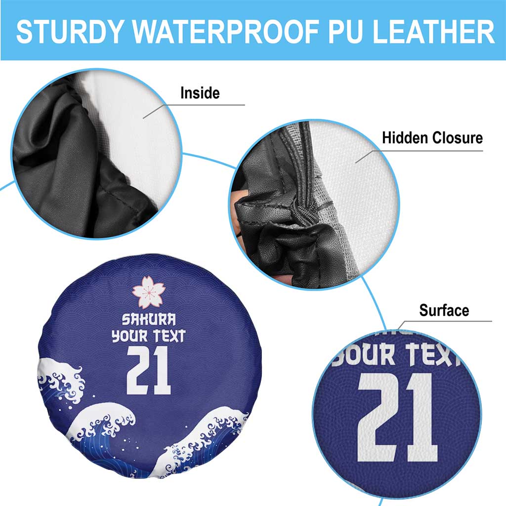 Japan Pacific Rugby Custom Spare Tire Cover Go Sakura Japanese Wave Pattern LT9 - Polynesian Pride