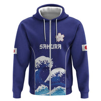 Japan Pacific Rugby Custom Zip Hoodie Go Sakura Japanese Wave Pattern LT9 Zip Hoodie Blue - Polynesian Pride