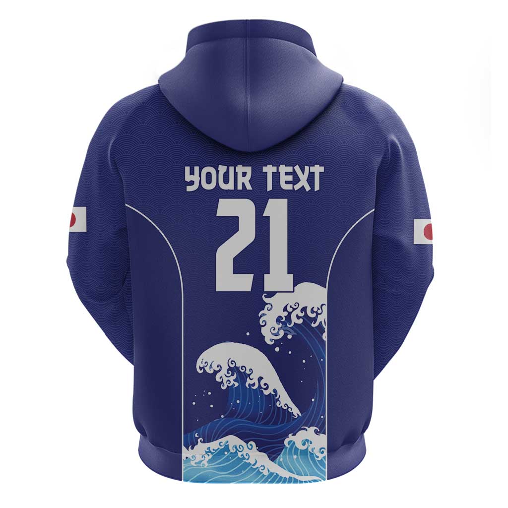 Japan Pacific Rugby Custom Zip Hoodie Go Sakura Japanese Wave Pattern LT9 - Polynesian Pride