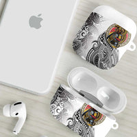 Japanese Samurai Warrior AirPods Case White Polynesian Tattoo Style LT9 - Polynesian Pride