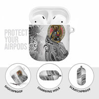 Japanese Samurai Warrior AirPods Case White Polynesian Tattoo Style LT9 - Polynesian Pride