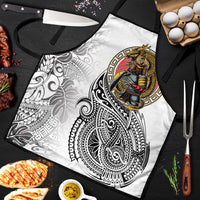 Japanese Samurai Warrior Apron White Polynesian Tattoo Style LT9 White - Polynesian Pride