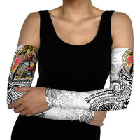 Japanese Samurai Warrior Arm Sleeves White Polynesian Tattoo Style LT9 - Polynesian Pride
