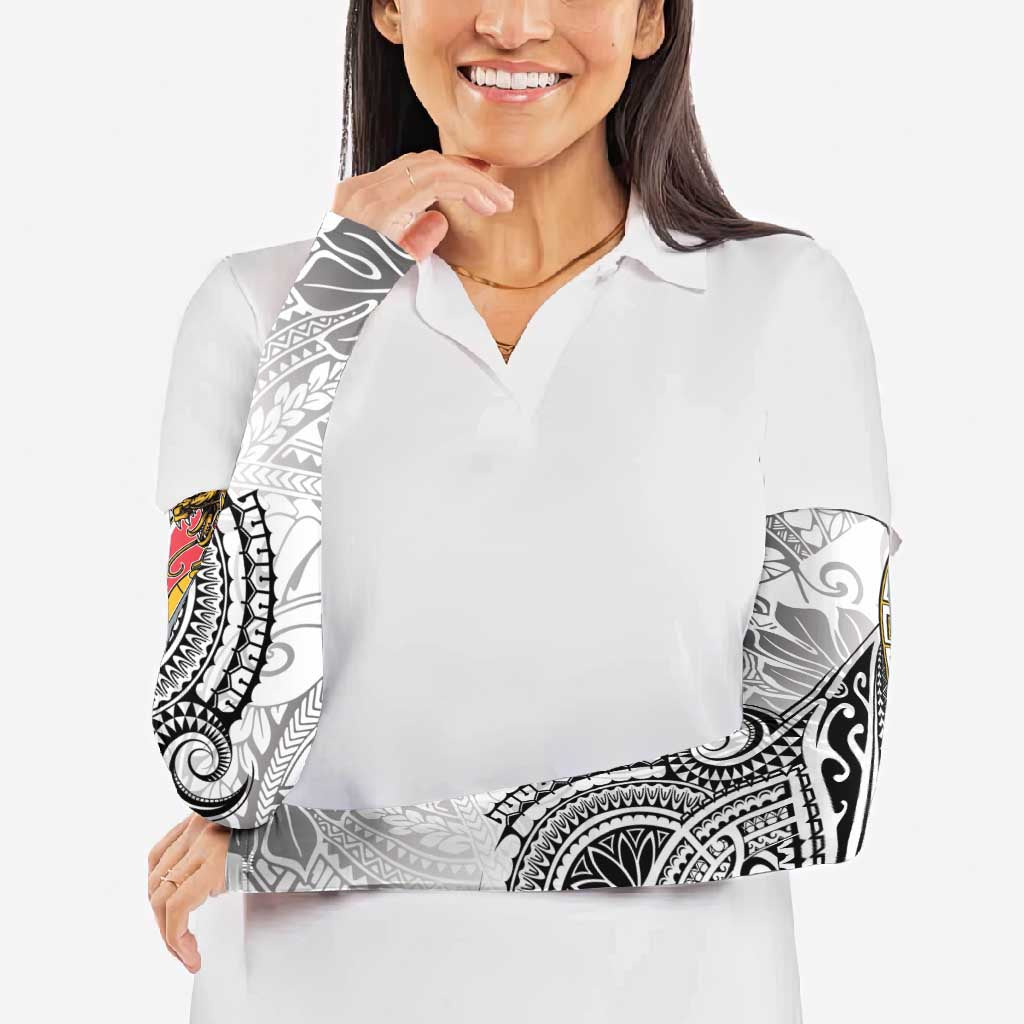 Japanese Samurai Warrior Arm Sleeves White Polynesian Tattoo Style LT9 - Polynesian Pride