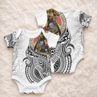 Japanese Samurai Warrior Baby Onesie White Polynesian Tattoo Style LT9 - Polynesian Pride