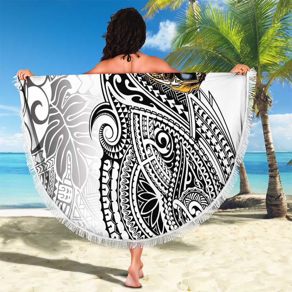 Japanese Samurai Warrior Beach Blanket White Polynesian Tattoo Style LT9 - Polynesian Pride