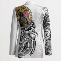 Japanese Samurai Warrior Blazer White Polynesian Tattoo Style LT9 - Polynesian Pride