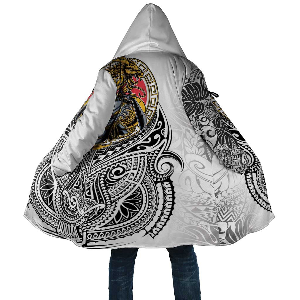 Japanese Samurai Warrior Cloak White Polynesian Tattoo Style LT9 Unisex White - Polynesian Pride