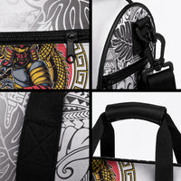 Japanese Samurai Warrior Duffle Bag White Polynesian Tattoo Style LT9 - Polynesian Pride
