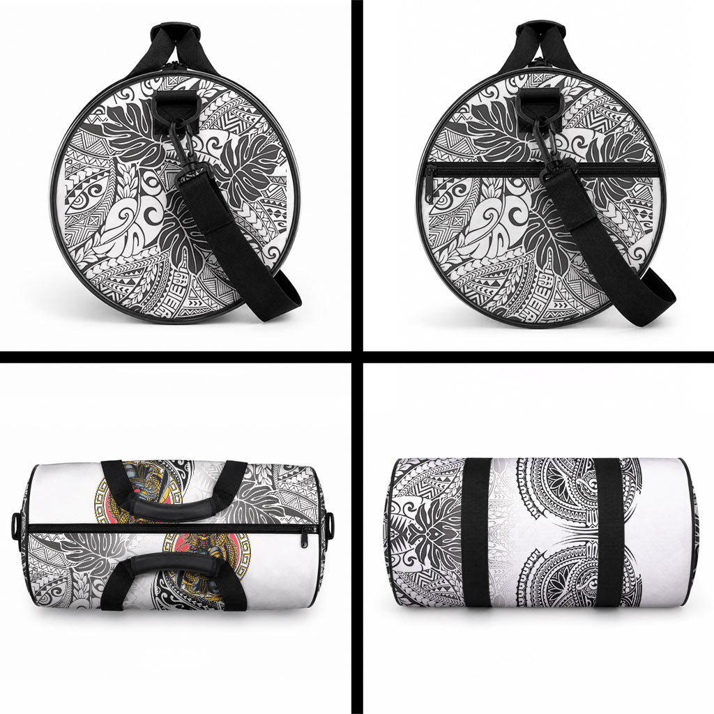 Japanese Samurai Warrior Duffle Bag White Polynesian Tattoo Style LT9 - Polynesian Pride