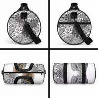 Japanese Samurai Warrior Duffle Bag White Polynesian Tattoo Style LT9 - Polynesian Pride