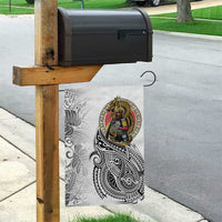 Japanese Samurai Warrior Garden Flag White Polynesian Tattoo Style LT9 - Polynesian Pride