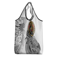 Japanese Samurai Warrior Grocery Bag White Polynesian Tattoo Style LT9 - Polynesian Pride