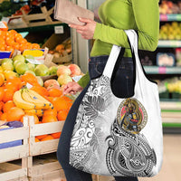Japanese Samurai Warrior Grocery Bag White Polynesian Tattoo Style LT9 - Polynesian Pride