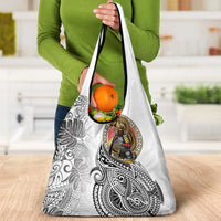 Japanese Samurai Warrior Grocery Bag White Polynesian Tattoo Style LT9 - Polynesian Pride