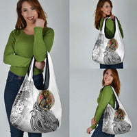 Japanese Samurai Warrior Grocery Bag White Polynesian Tattoo Style LT9 - Polynesian Pride
