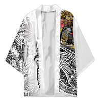 Japanese Samurai Warrior Kimono White Polynesian Tattoo Style LT9 Unisex White - Polynesian Pride