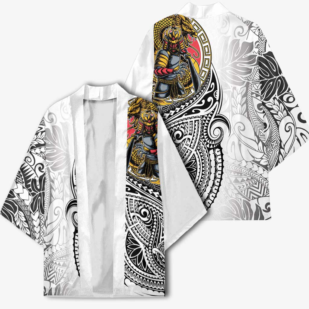 Japanese Samurai Warrior Kimono White Polynesian Tattoo Style LT9 - Polynesian Pride