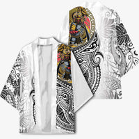 Japanese Samurai Warrior Kimono White Polynesian Tattoo Style LT9 - Polynesian Pride