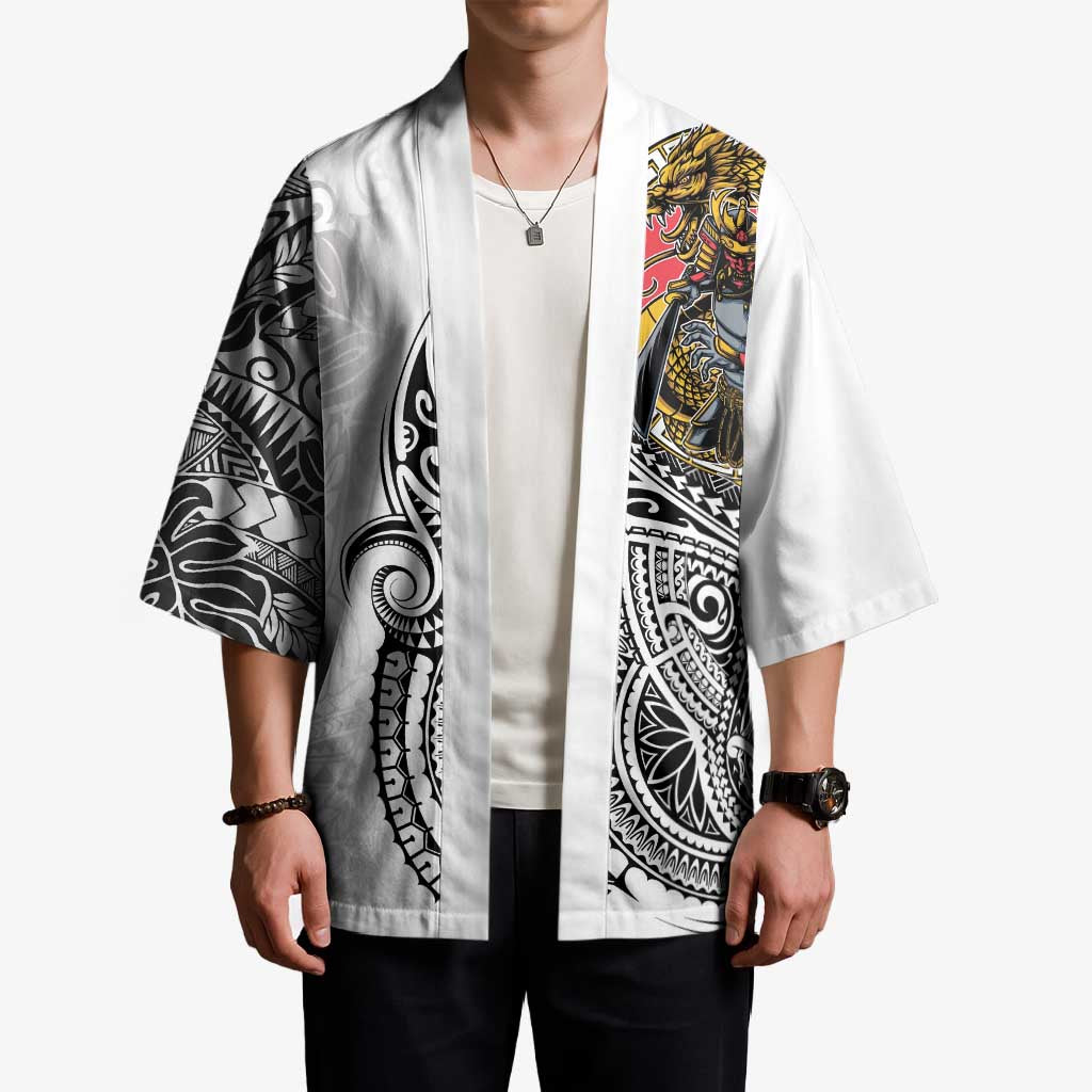 Japanese Samurai Warrior Kimono White Polynesian Tattoo Style LT9 - Polynesian Pride