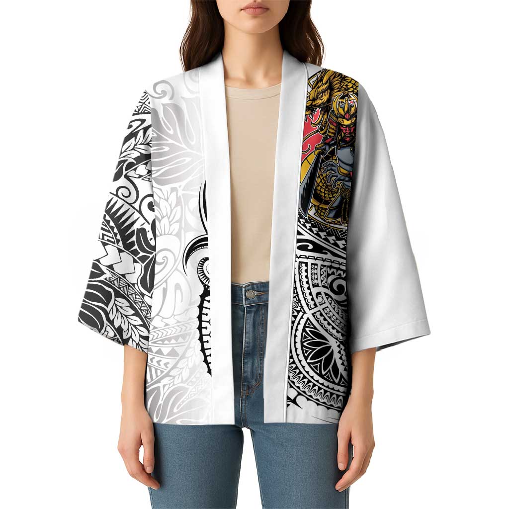 Japanese Samurai Warrior Kimono White Polynesian Tattoo Style LT9 - Polynesian Pride