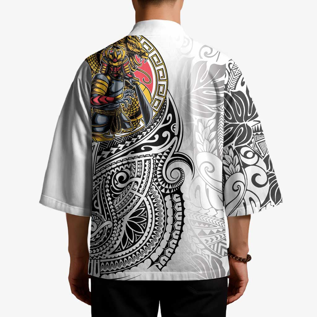 Japanese Samurai Warrior Kimono White Polynesian Tattoo Style LT9 - Polynesian Pride