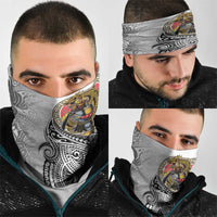 Japanese Samurai Warrior Neck Gaiter White Polynesian Tattoo Style LT9 - Polynesian Pride