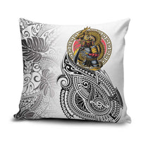 Japanese Samurai Warrior Pillow Cover White Polynesian Tattoo Style LT9 White - Polynesian Pride