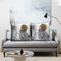 Japanese Samurai Warrior Pillow Cover White Polynesian Tattoo Style LT9 - Polynesian Pride
