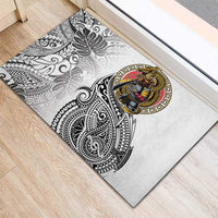 Japanese Samurai Warrior Rubber Doormat White Polynesian Tattoo Style LT9 - Polynesian Pride