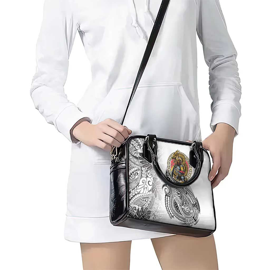 Japanese Samurai Warrior Shoulder Handbag White Polynesian Tattoo Style LT9 - Polynesian Pride