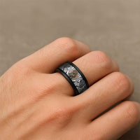 Japanese Samurai Warrior Spinner Ring White Polynesian Tattoo Style LT9 - Polynesian Pride