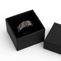Japanese Samurai Warrior Spinner Ring White Polynesian Tattoo Style LT9 - Polynesian Pride
