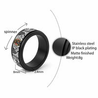 Japanese Samurai Warrior Spinner Ring White Polynesian Tattoo Style LT9 - Polynesian Pride