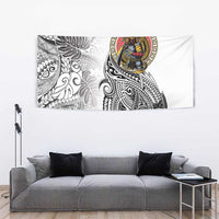 Japanese Samurai Warrior Tapestry White Polynesian Tattoo Style LT9 - Polynesian Pride