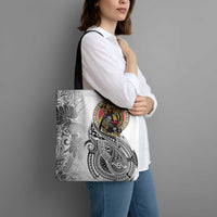 Japanese Samurai Warrior Tote Bag White Polynesian Tattoo Style LT9 - Polynesian Pride